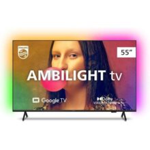Smart TV Philips Ambilight 55″ 4K 55PUG7908/78, Google TV, Comando de Voz, Dolby Vision/Atmos, VRR/ALLM, Bluetooth