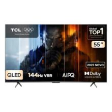 Smart TV TCL 55 Polegadas QLED 4K P8K WiFi Bluetooth Google TV 144Hz HDR10+ Dolby Atmos Vision 55P8K