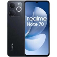 Smartphone Realme Note 70 RMX5313 8GB de RAM / 256GB. Bateria de 6300mAh e tela de 6,74″ 90Hz HD+, IP54 com Resistência Militar a impactos. Cor Obsidian Black (Preto). Global Anatel