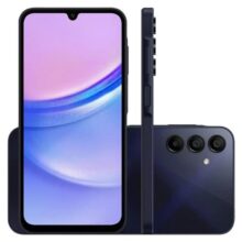 Smartphone Samsung Galaxy A15 128GB 4GB RAM Câmera Traseira Tripla 50MP + Selfie 13MP Tela 6.5″ 4G Azul Escuro