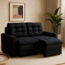 Sofá 2 Lugares Retrátil Lubeck Plush Suede Preto 140 Cm