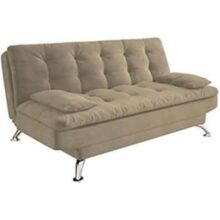 Sofá-Cama 3 Lugares Casal Premium Suede Velvet Bege