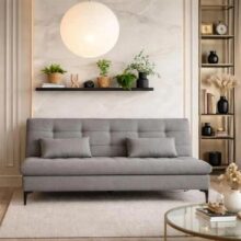 Sofá-Cama 3 Lugares Linho Cor Cinza