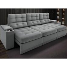 Sofá Com Usb Retrátil E Reclinável Eureka 2,30m Cor Grafite