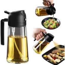 Spray Borrifador e Dosador para Azeite Óleo e Vinagre 2 em 1 – Galheteiro Premium de Vidro para Saladas Churrasco Air Fryer Cozinha Saudável e Controle de Porções