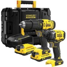 STANLEY Kit Parafusadeira E Furadeira De Impacto Com Parafusadeira De Impacto, Acompanha 2 Baterias, Modelo SBDI465D2T, 20V