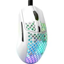 SteelSeries Aerox 3 – Mouse para jogos Holey RGB – Design ultraleve resistente à água – Sensor óptico TrueMove Core de 8.500 DPI – Neve