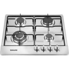 SUGGAR COOKTOP A GÁS 4 BOCAS MESA EM AÇO INOX TRIPLA CHAMA LATERAL BIVOLT FG4134IX