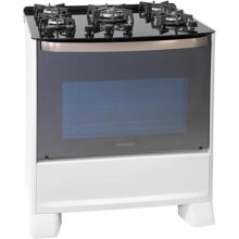 SUGGAR FOGÃO MASTER GRILL BRANCO MESA DE VIDRO 5 BOCAS TRIPLA CHAMA GRILL 110V TREMPE FERRO FUNDIDO ACENDIMENTO SUPERAUTOMÁTICO FGVMTG511BR