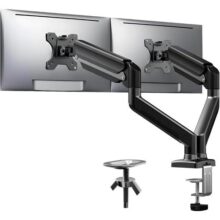 Suporte Articulado de Mesa para 2 Monitores, Adequado para Telas de 17-27 Polegadas, Suportar até 9kg