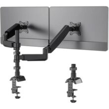 Suporte Articulado para Monitor Duplo, Braço Ergonômico Ajustável, VESA 75×75/100×100, Inclinação +60° a -45°, Rotação 360°, para 17 a 35 Polegadas