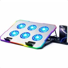 Suporte Base Refrigerada Notebook Te Oliver 6 Coolers Fans Ventoinhas Iluminação Rgb Laptop De Até 17 Polegadas