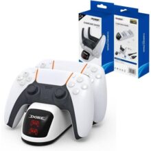 Suporte Carregador Dock Duplo Branco para Controle Dualsense Ps5 Manete Playstation