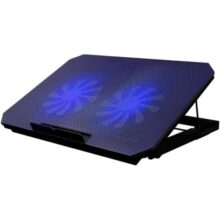Suporte Para Notebook Com Cooler Duplo Silencioso 8 Níveis de Ajuste Ergonômico, Saída USB Adicional e Iluminação Interna Base Para Notebook Até 17 Polegadas Ventilador Resfriar Portátil Fino Premium