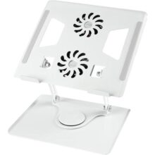 Suporte para Notebook e Tablet com Base Giratória 360° Dobrável e Ajustável (Branco), Apoio para Notebook