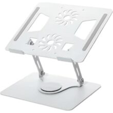 Suporte para Notebook e Tablet em Alumínio Ajustável com Rotação 360º, Dobrável e Portátil – Base Ergonômica com Altura Regulável para Laptop até 17″,