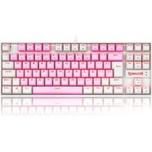 TECLADO MECANICO GAMER SINGLE COLOR REDRAGON KUMARA ROSA E BRANCO COM SWITCH AZUL