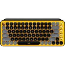 Teclado Mecânico sem fio Logitech POP Keys com teclas Emoji Personalizáveis, Design Compacto Durável, Conexão USB ou Bluetooth – Amarelo Blast