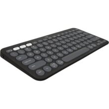 Teclado sem fio Logitech Pebble Keys 2 K380s com Conexão Bluetooth Easy-Switch e Pilha Inclusa – Compatível com PC, Mac, Chrome OS, Android, iOS e Apple TV, Layout US – Grafite