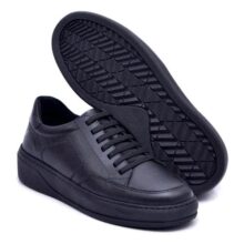 Tênis Casual Couro Legítimo Sola Alta 5cm Masculino Ferrara