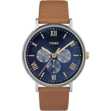 Timex Southview Relógio multifuncional com pulseira de couro de 41 mm Bronzeadoazul One Size Pulseira de couro multifu