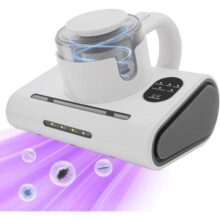 TRUERZA Aspirador de Pó Antiácaro Portátil, 500ml, Filtragem Dupla, Luz UV, Escova Rotativa, Visor Digital, 300W, 220V