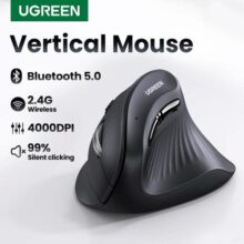 Ugreen mouse vertical sem fio bluetooth ergonômico 4000dpi 6 botões