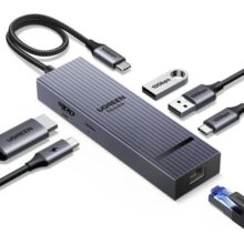 UGREEN Revodok Pro 6 em 1 USB C Hub, Adaptador Gigabit Ethernet com 4K 60Hz HDMI, 100 W PD, Portas de Dados USB A&C 3.2 de 10 Gbps Compatível com Mac M1/M2/M3, iPad, iPhone 16 Pro/Pro Max, Steam Deck
