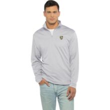 Vantage Apparel Pulôver masculino padrão universitário micro malha desempenho cinza 14 zíper