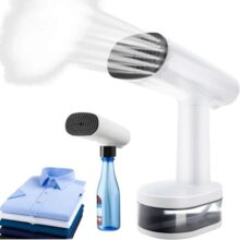 Vaporizador de roupas portáteis, Com adaptador para garrafa externa, Ajuste de três velocidades, Visor LED, Tanque de água de 370 ml, Com escova, Adequado para todos os tecidos de roupas (220V)