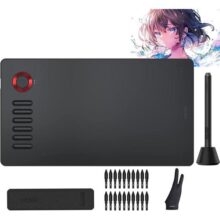 VEIKK A15Pro Mesas Digitalizadoras, Tablet com 12 teclas de atalho, 1 mostrador rápido e caneta passiva sem bateria, suporta função de inclinação, para Mac, Windows, Linux e Android OS