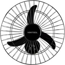 Ventisol Ventilador de Parede Oscilante, 3 Pás Premium, Preto, 50cm, Bivolt
