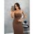 Vestido Tubinho Midi Tomara Que Caia Canelado Modelador