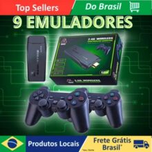 Videogame Stick 4K 20000 Jogos Retro Classicos + 2 Controles Sem Fio ; Console Emulador Portatil 64 GB