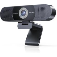 Webcam EMEET C980 PRO, 4K, 3 em 1, Microfone, Alto-falante, Grande-angular 60°a 98°, 4 microfones com cancelamento de ruído, 2 alto-falantes, Foco fixo, Capa magnética de privacidade
