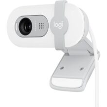 Webcam Full HD Logitech Brio 100 com Microfone Integrado, Proteção de Privacidade, Correção Automática de Luz e Conexão USB-A – Branco
