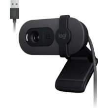 Webcam Full HD Logitech Brio 100 com Microfone Integrado, Proteção de Privacidade, Correção Automática de Luz e Conexão USB-A – Grafite