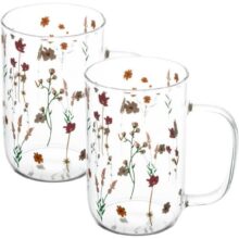 WOLFF – Conjunto 2 Canecas de Vidro Borossilicato Resistente a Calor Bouquet 280ml
