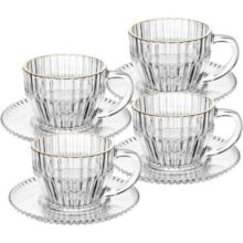 WOLFF – Conjunto 4 Xícaras de Café de Cristal com Fio de Ouro Imperatriz 110ml