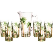 WOLFF – Conjunto Jarra com 6 Copos de Cristal Palm Tree Handpaint