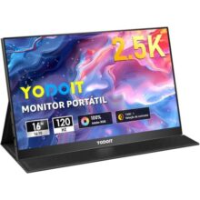 Yodoit Monitor Portátil 16″ 2.5K QHD 120 Hz Tela IPS 2560×1600 16:10 com Porta USB Tipo C HDMI com Monitor de Capa Inteligente Compatível com Laptop, PC, MacBook, Xbox, PS5, Phone